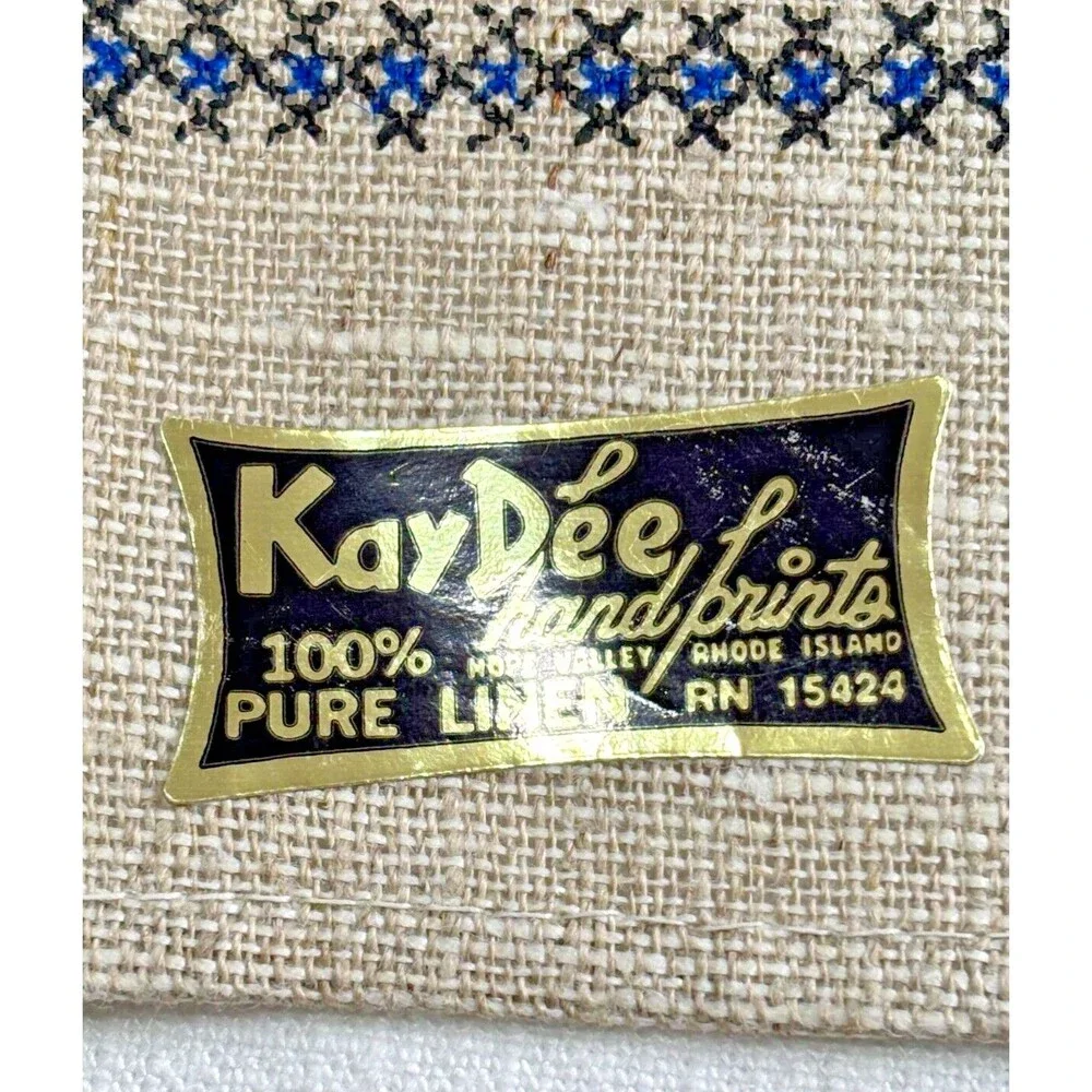 Vintage Kay Dee 100% Pure Linen Tea‎ Towel MCM Design by Lois Long 17 x30 NEW